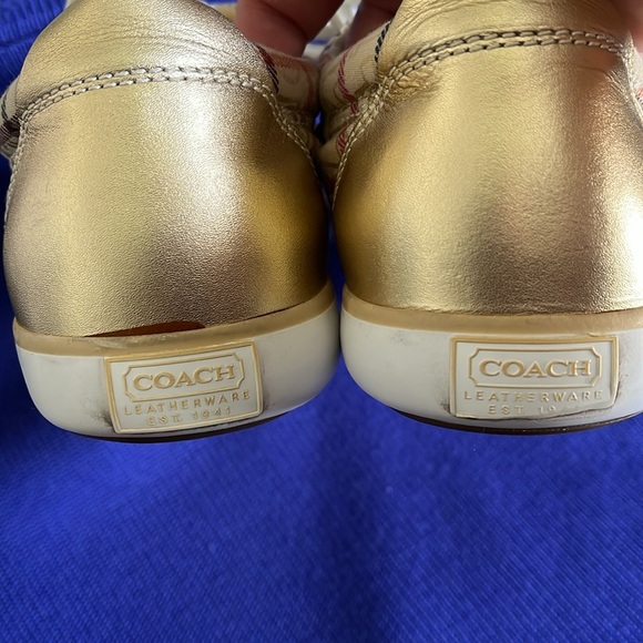Coach  Barrett sneakers gold trim plaid Sz 10B - Picture 5 of 7